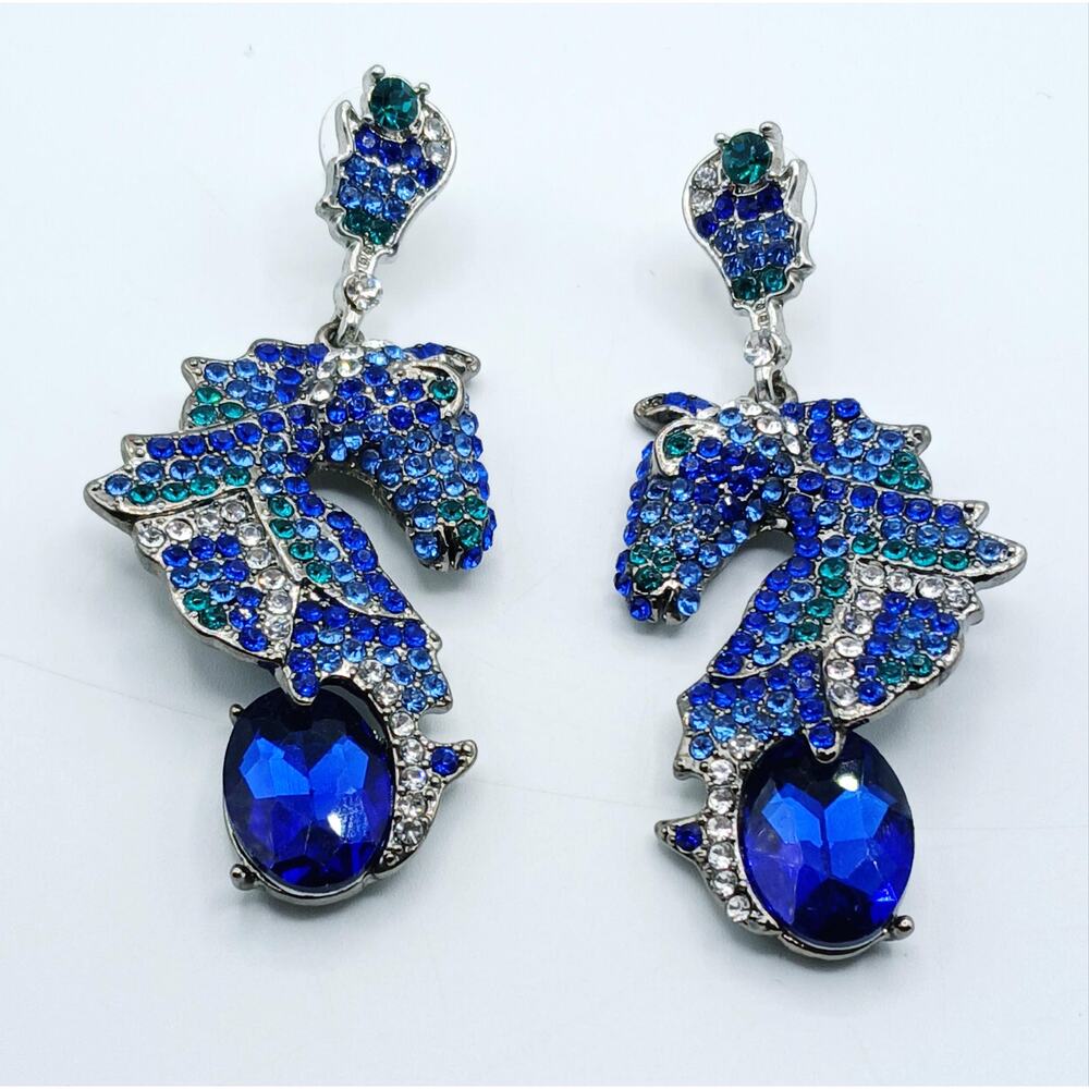 Rhinestone Pave Seahorse Post Earrings